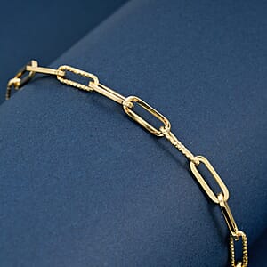 Italian Dual Glow Paperclip Chain Bracelet in 10K Yellow Gold (7.50 In) 1.8 Grams