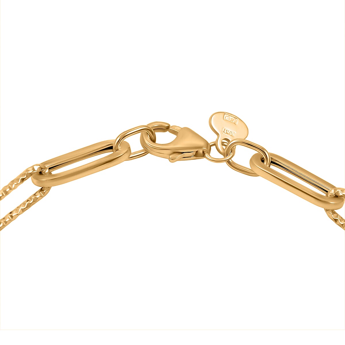 Italian Dual Glow Paperclip Chain Bracelet in 10K Yellow Gold (7.50 In) 1.8 Grams image number 3