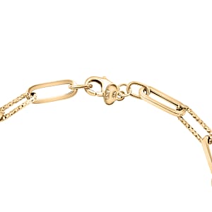 Italian Dual Glow Paperclip Chain Bracelet in 10K Yellow Gold (7.50 In) 1.8 Grams