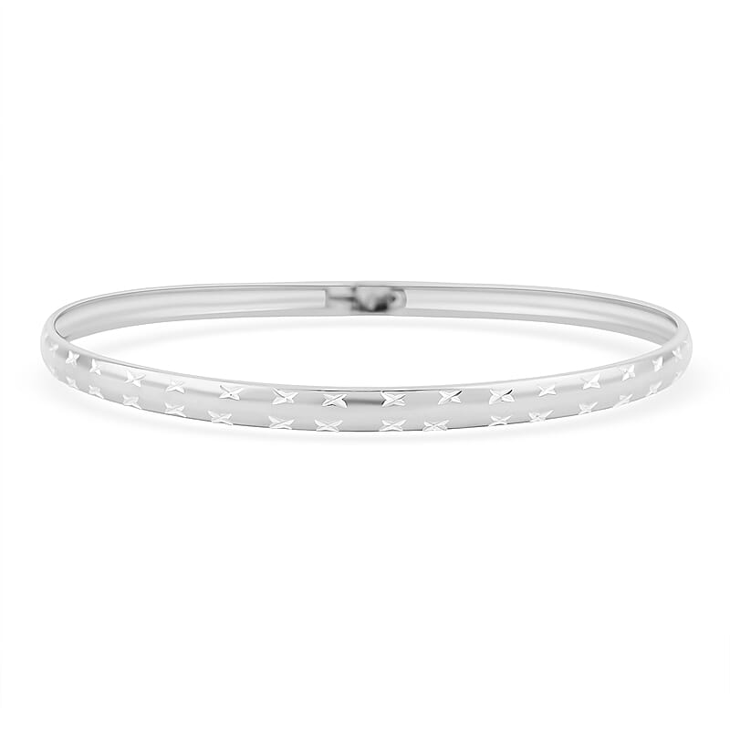 Diamond-cut Bangle Bracelet in Sterling Silver (8.0 In) 3.60 Grams