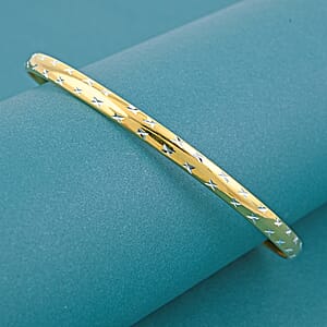 Diamond-cut Bangle Bracelet in 14K YG Over and Sterling Silver (8.0 In) 3.60 Grams