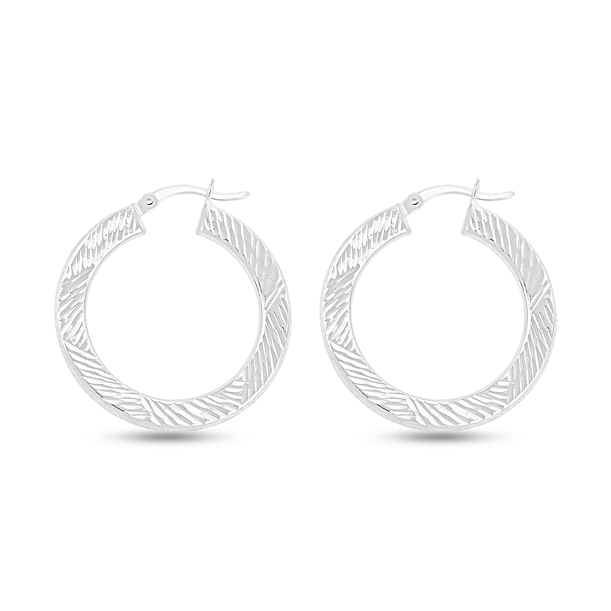 30mm Diamond-cut Hoop Earrings in Sterling Silver 3.10 Grams image number 3