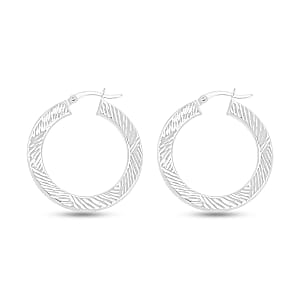 30mm Diamond-cut Hoop Earrings in Sterling Silver 3.10 Grams