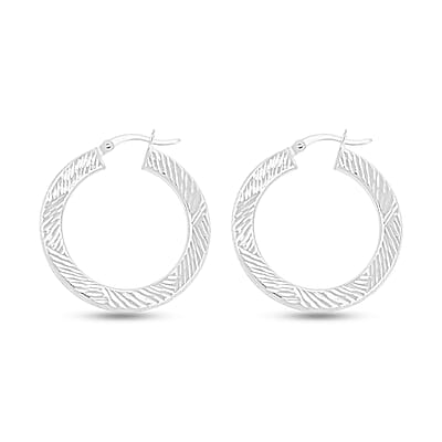 30mm Diamond-cut Hoop Earrings in Sterling Silver 3.10 Grams