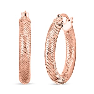 Twisted Diamond-cut Hoop Earrings in 14K Rose Gold Over Sterling Silver 3.50 Grams