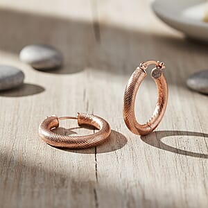 Twisted Diamond-cut Hoop Earrings in 14K Rose Gold Over Sterling Silver 3.50 Grams