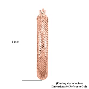 Twisted Diamond-cut Hoop Earrings in 14K Rose Gold Over Sterling Silver 3.50 Grams