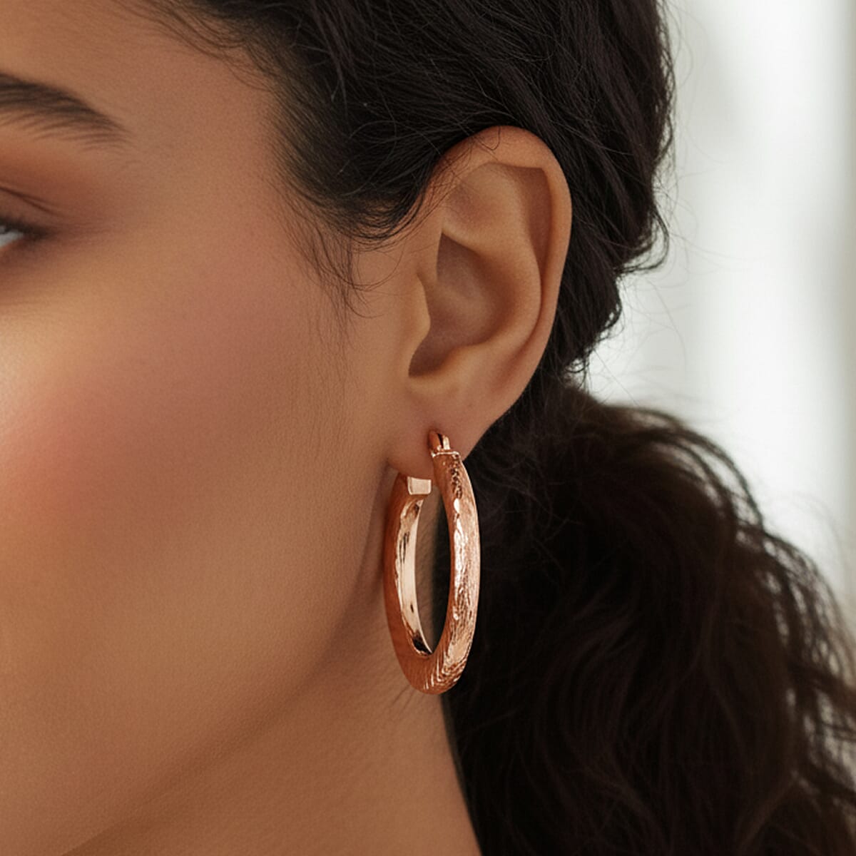 30mm Diamond-cut Hoop Earrings in 14K Rose Gold Over Sterling Silver 3.10 Grams image number 2