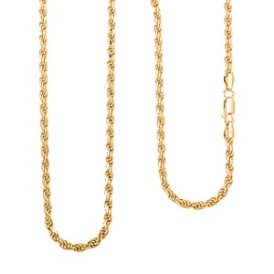 Rope Chain Necklace in 14K Yellow Gold Over Sterling Silver 20.2 Grams 22 Inches