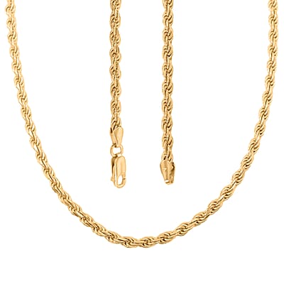Rope Chain Necklace in 14K Yellow Gold Over Sterling Silver 20.2 Grams 22 Inches