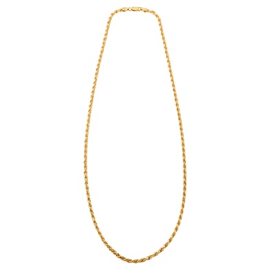 Rope Chain Necklace in 14K Yellow Gold Over Sterling Silver 20.2 Grams 22 Inches
