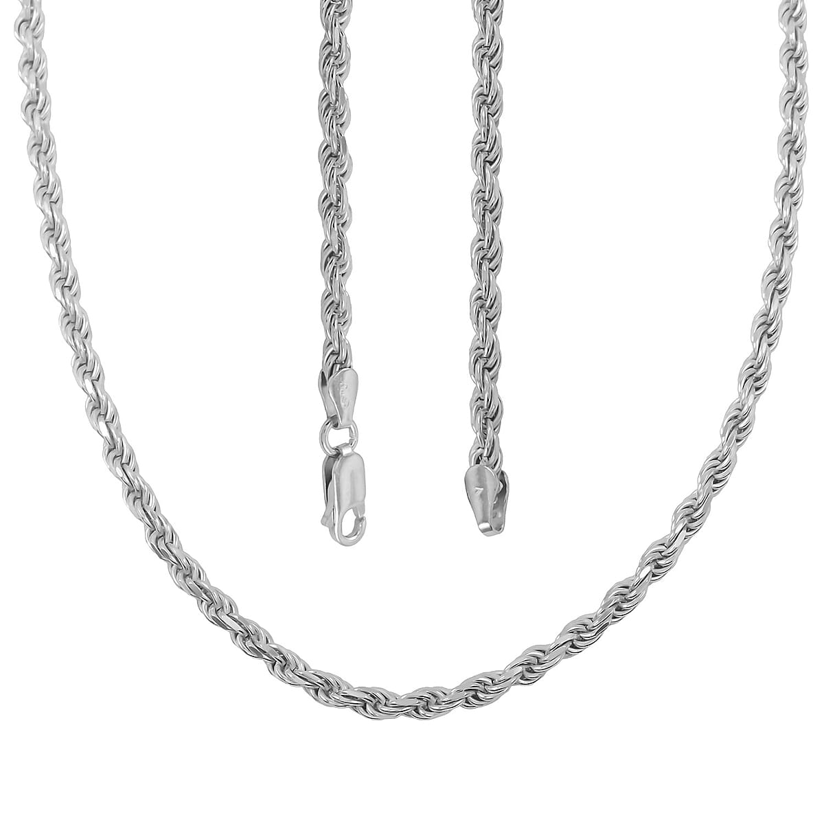Rope Chain Necklace in Sterling Silver 20.2 Grams 22 Inches image number 3