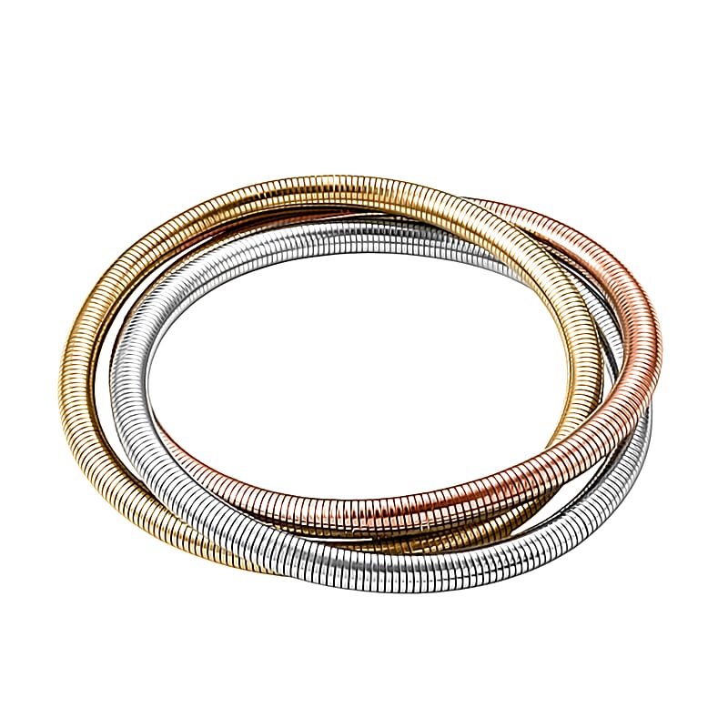 Tri Tone Interlock Bracelet in ION Plated YRG and Stainless Steel (8.5-9.0 Inches)