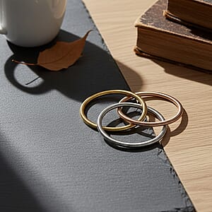 Tri Tone Interlock Bracelet in ION Plated YRG and Stainless Steel (8.5-9.0 Inches)