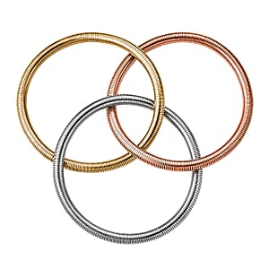 Tri Tone Interlock Bracelet in ION Plated YRG and Stainless Steel (8.5-9.0 Inches)