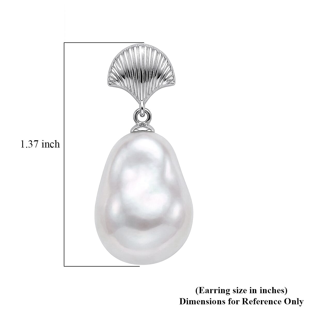EverTrue White Shell Pearl Earrings in Silvertone and Stainless Steel