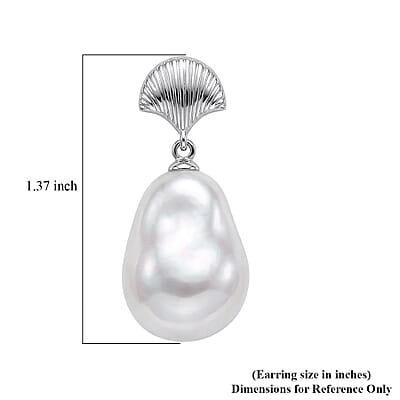 EverTrue White Shell Pearl Earrings in Silvertone and Stainless Steel
