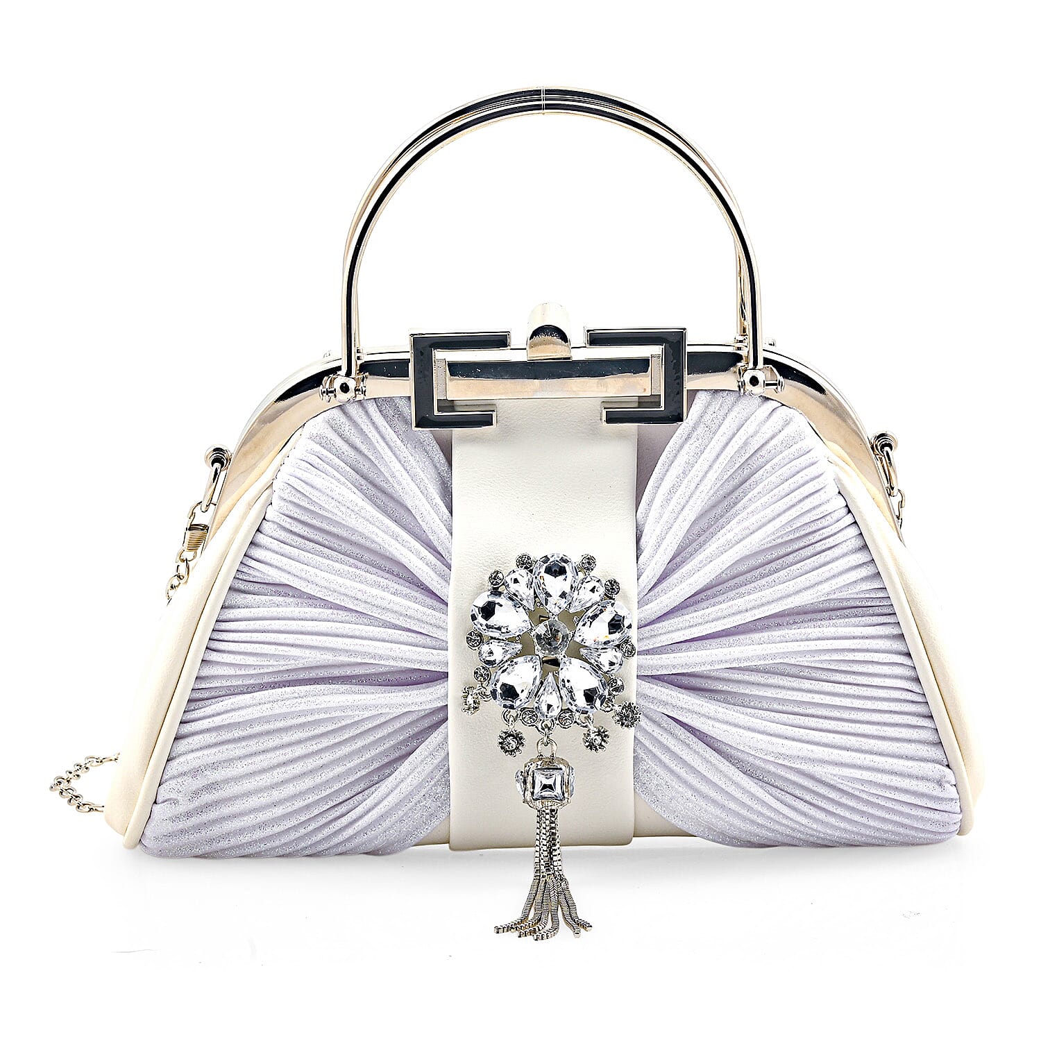 La Marey White Faux Leather Clutch Crossbody Bag