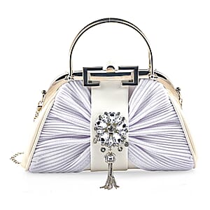La Marey White Faux Leather Clutch Crossbody Bag