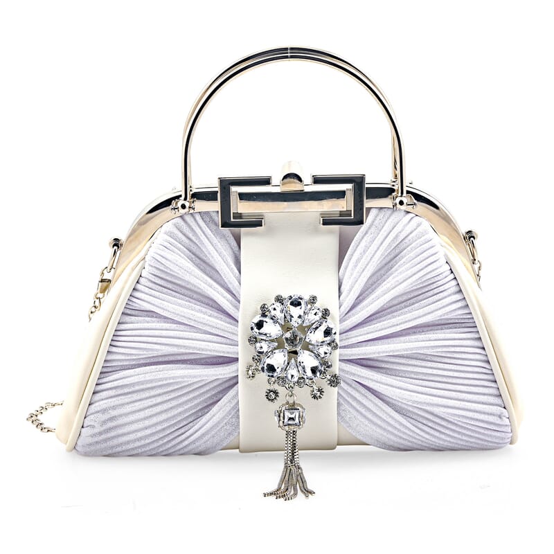 La Marey White Faux Leather Clutch Crossbody Bag