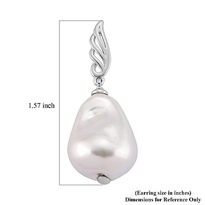 EverTrue White Shell Pearl Earrings in Silvertone and Stainless Steel
