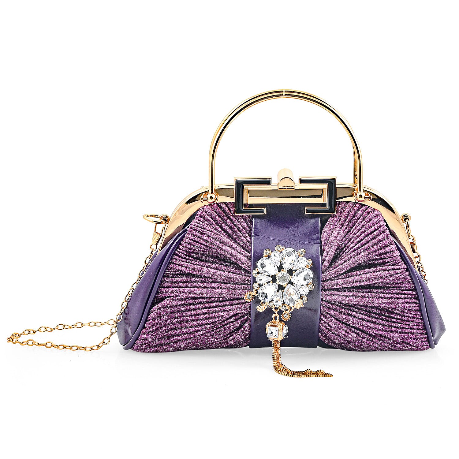 La Marey Purple Faux Leather Clutch Crossbody Bag