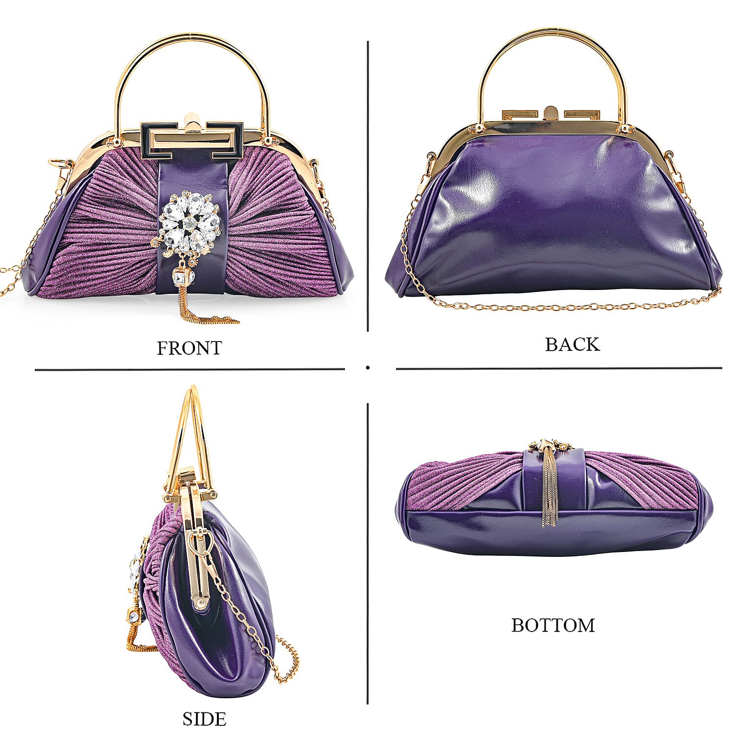 La Marey Purple Faux Leather Clutch Crossbody Bag