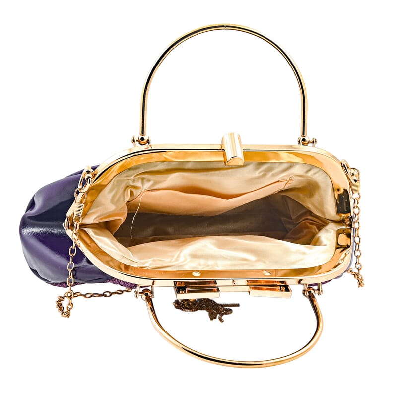 La Marey Purple Faux Leather Clutch Crossbody Bag