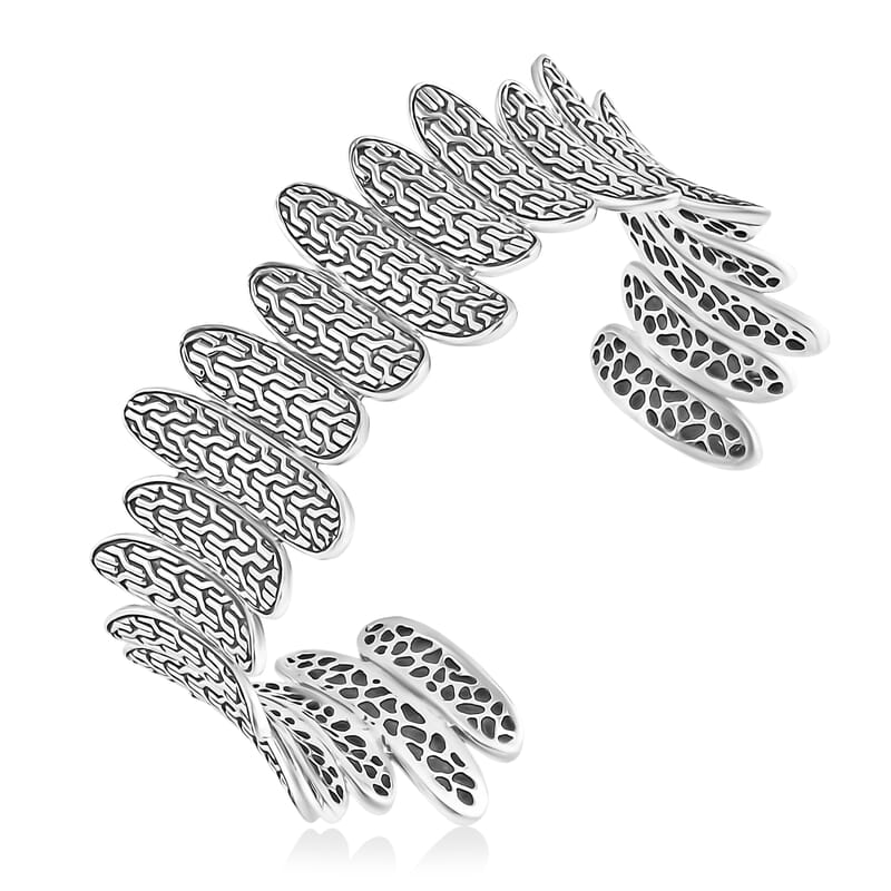 D'Joy Bali Legacy Tulang Naga Cuff Bracelet in Sterling Silver (6.5 In) 40.65 Grams