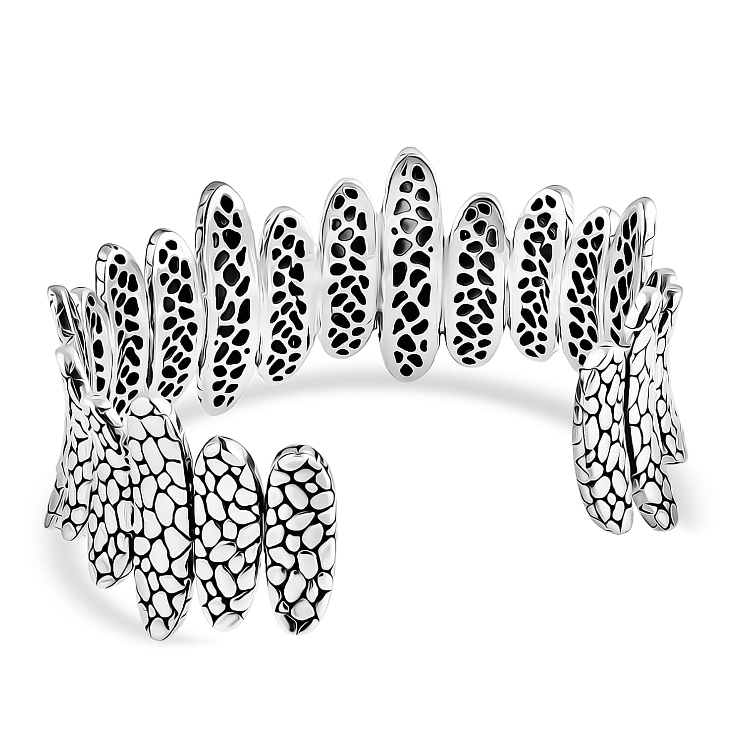 D'Joy Bali Legacy Pebble Cuff Bracelet in Sterling Silver (7.25 In) 51.10 Grams