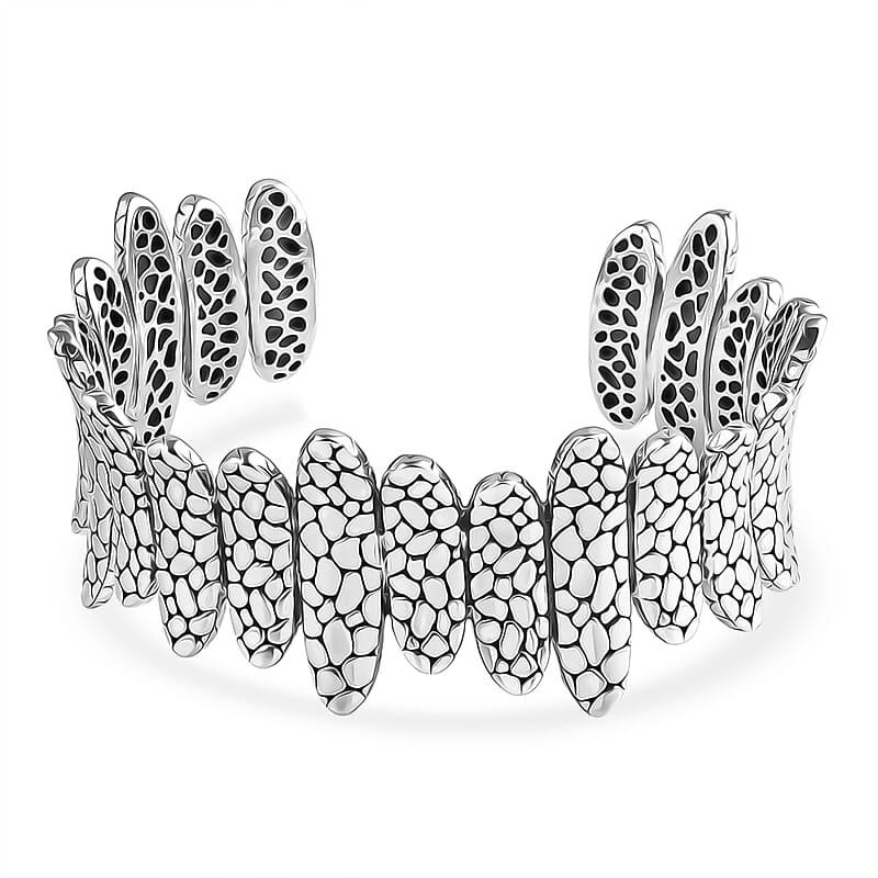 D'Joy Bali Legacy Pebble Cuff Bracelet in Sterling Silver (8.00 In) 55.85 Grams