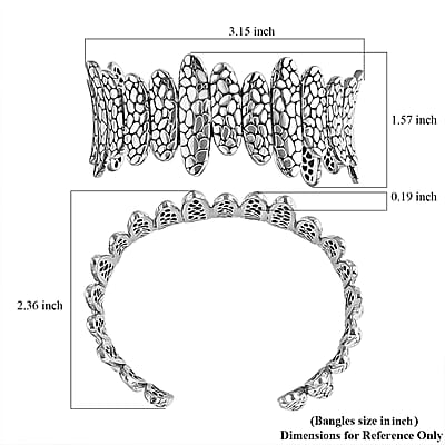 D'Joy Bali Legacy Pebble Cuff Bracelet in Sterling Silver (8.00 In) 55.85 Grams