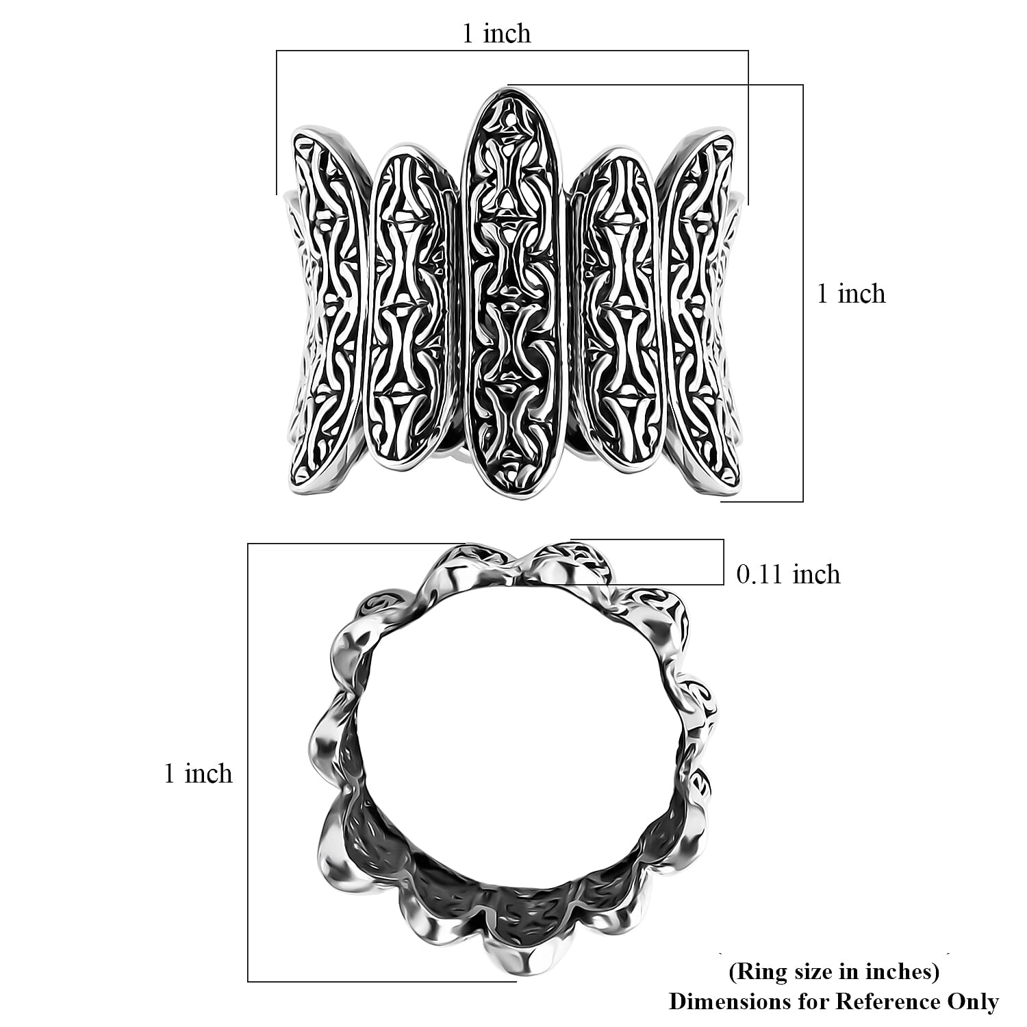 D'Joy Bali Legacy Borobudur Ring in Sterling Silver (Size 6.0) 7.40 Grams