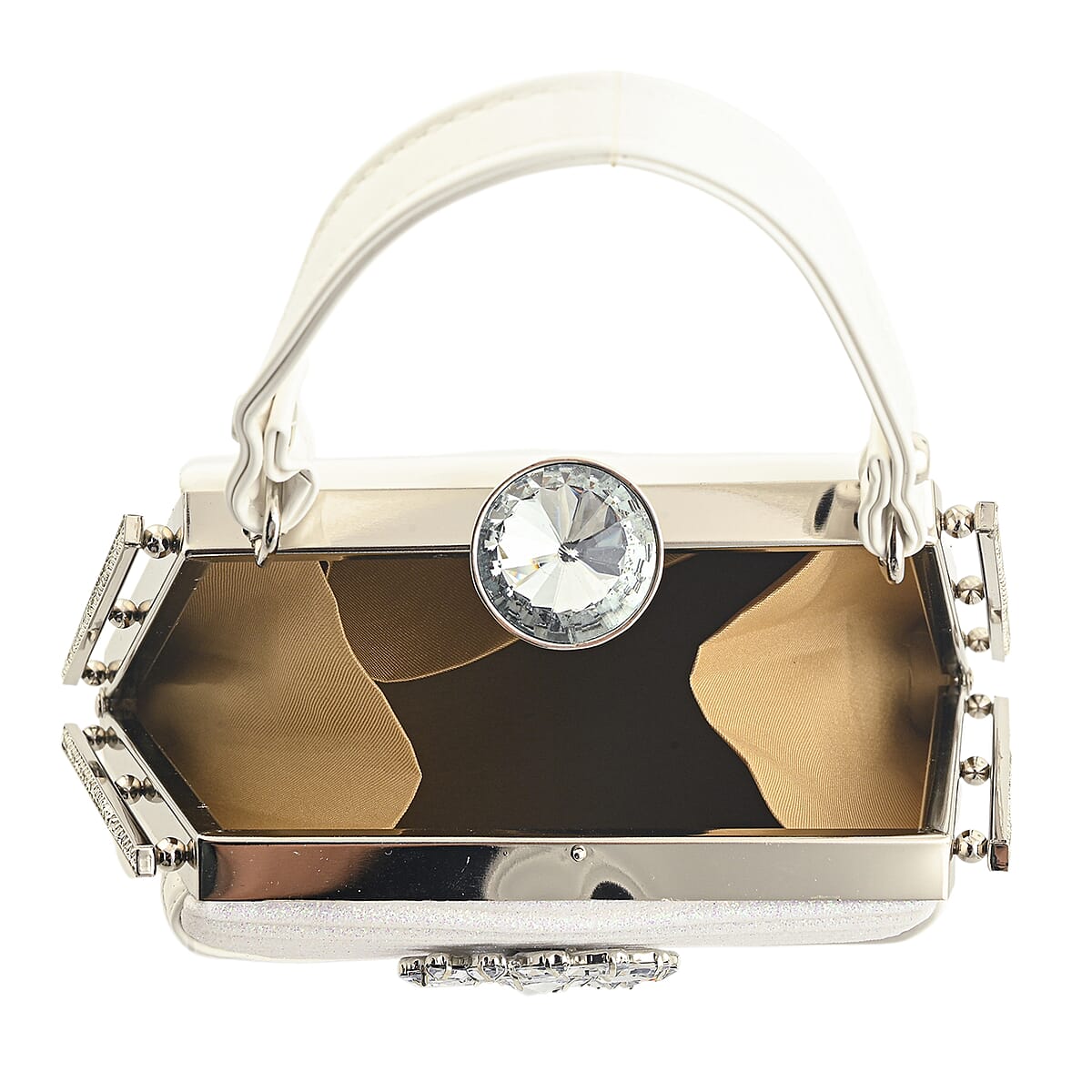 La Marey White Faux Leather Clutch Crossbody Bag with Shoulder Strap image number 3