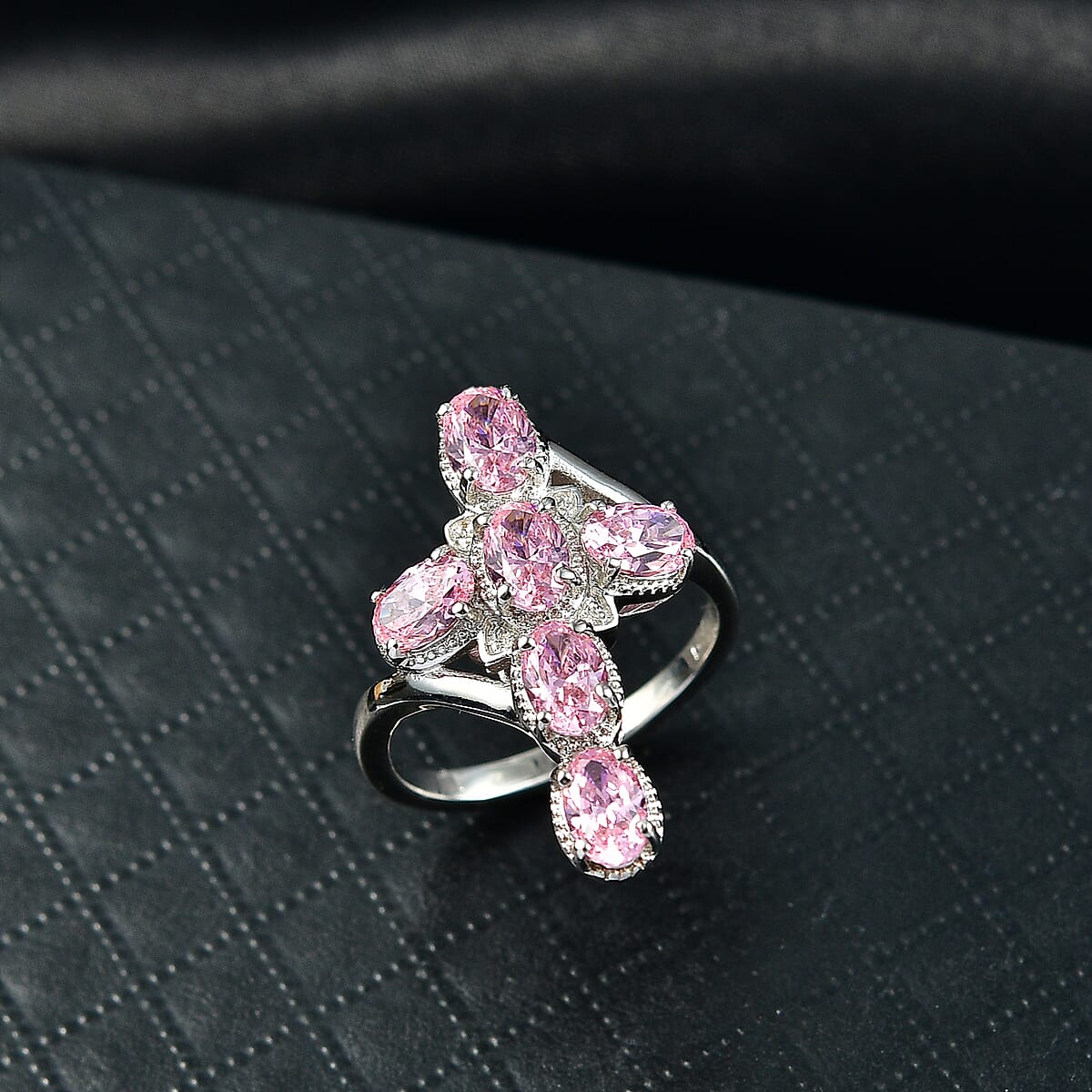 EverTrue Simulated Pink Diamond Ring in Platinum Bond (Size 10.0) image number 1
