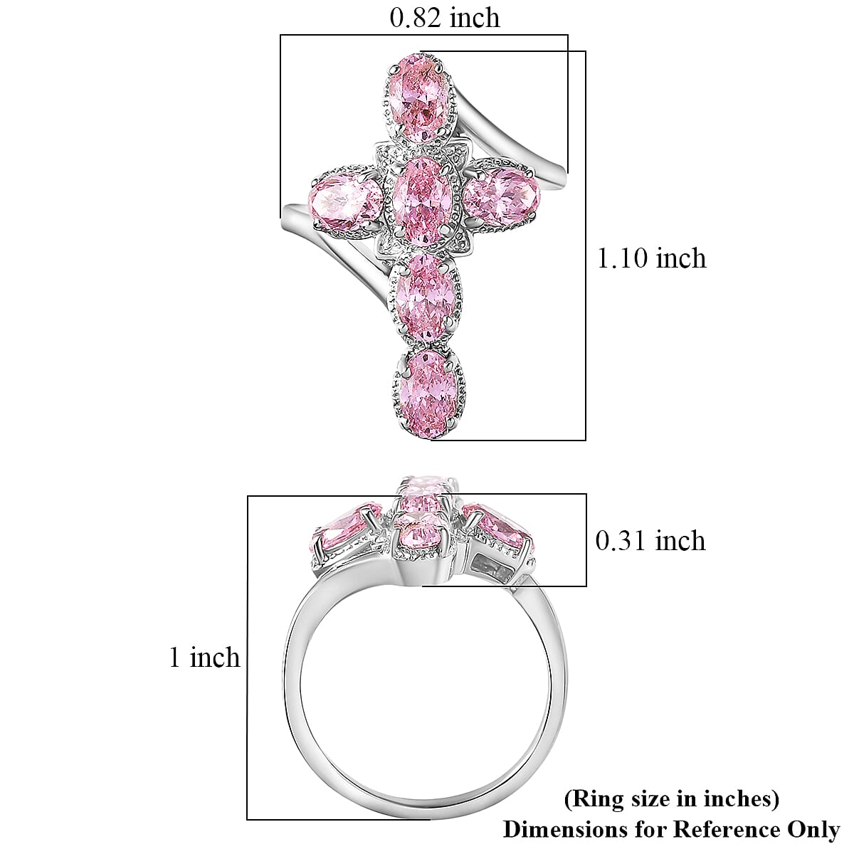 EverTrue Simulated Pink Diamond Ring in Platinum Bond (Size 10.0) image number 5