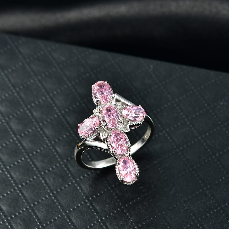 EverTrue Simulated Pink Diamond Ring in Platinum Bond (Size 11.0)