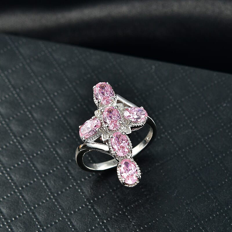 EverTrue Simulated Pink Diamond Ring in Platinum Bond (Size 11.0)