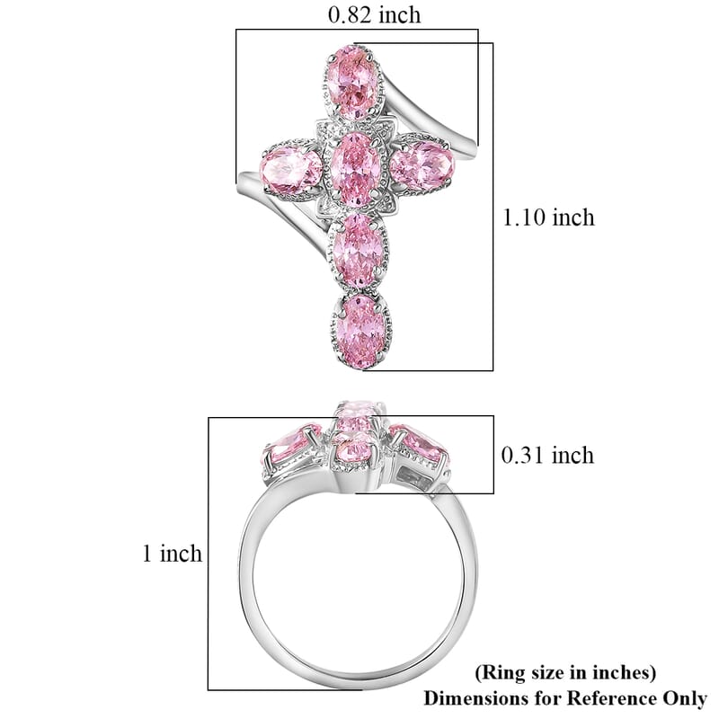 EverTrue Simulated Pink Diamond Ring in Platinum Bond (Size 11.0)