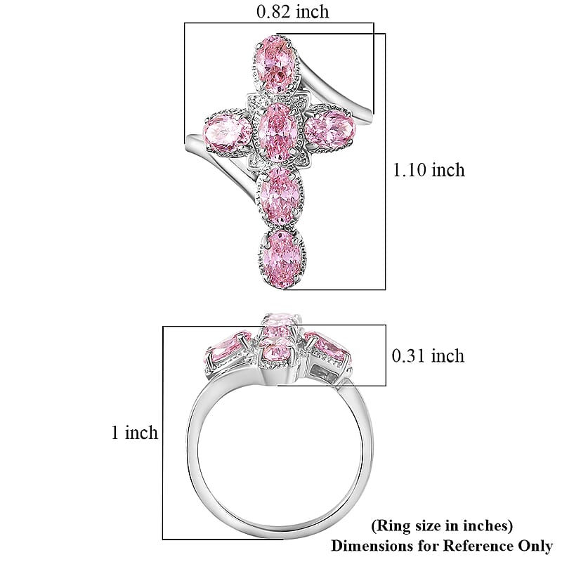 EverTrue Simulated Pink Diamond Ring in Platinum Bond (Size 11.0)