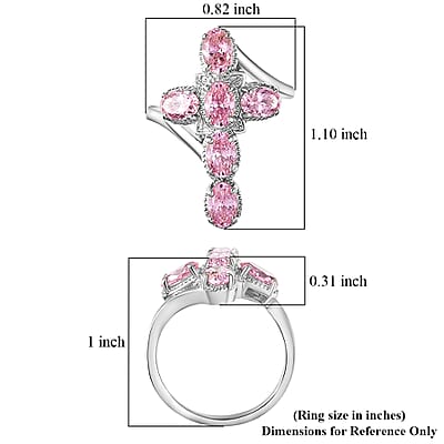 EverTrue Simulated Pink Diamond Ring in Platinum Bond (Size 5.0)