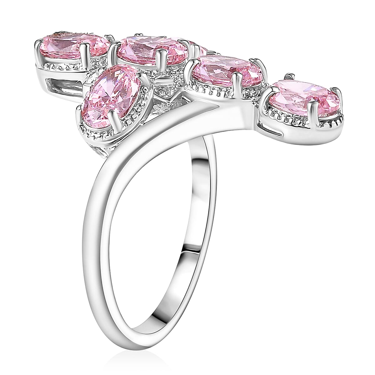 EverTrue Simulated Pink Diamond Ring in Platinum Bond (Size 6.0) image number 3
