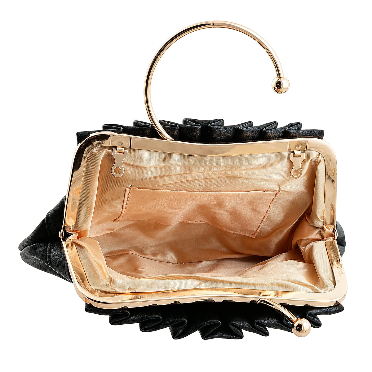 La Marey Black Faux Leather Crossbody Clutch with Chain Strap image number 2