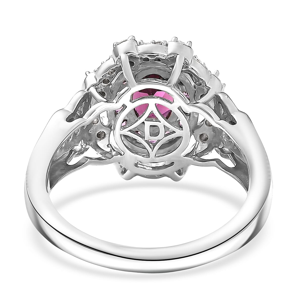 D'Joy Radiant Ember Garnet and White Zircon 2.00 ctw Ring in Rhodium Over Sterling Silver (Size 7.0) image number 4