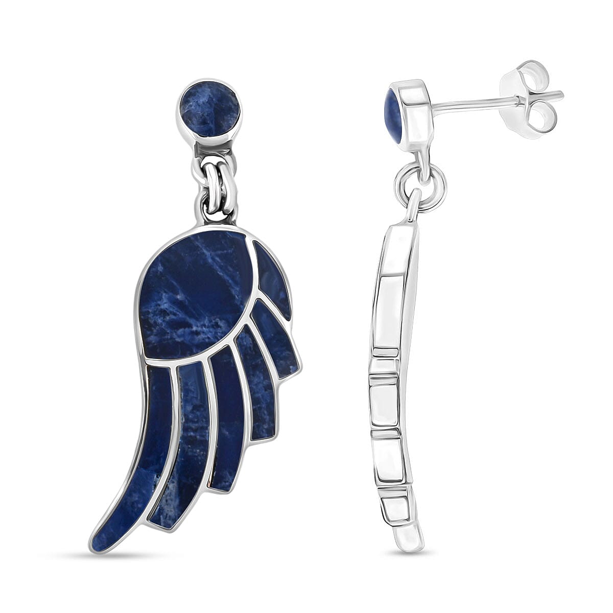 Peruvian Artistry Multi Gemstone 12.80 ctw Blue Lupe Wing Earrings in Sterling Silver image number 0