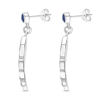 Peruvian Artistry Multi Gemstone 12.80 ctw Blue Lupe Wing Earrings in Sterling Silver