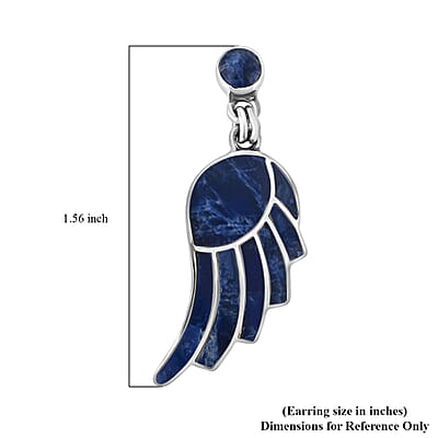 Peruvian Artistry Multi Gemstone 12.80 ctw Blue Lupe Wing Earrings in Sterling Silver