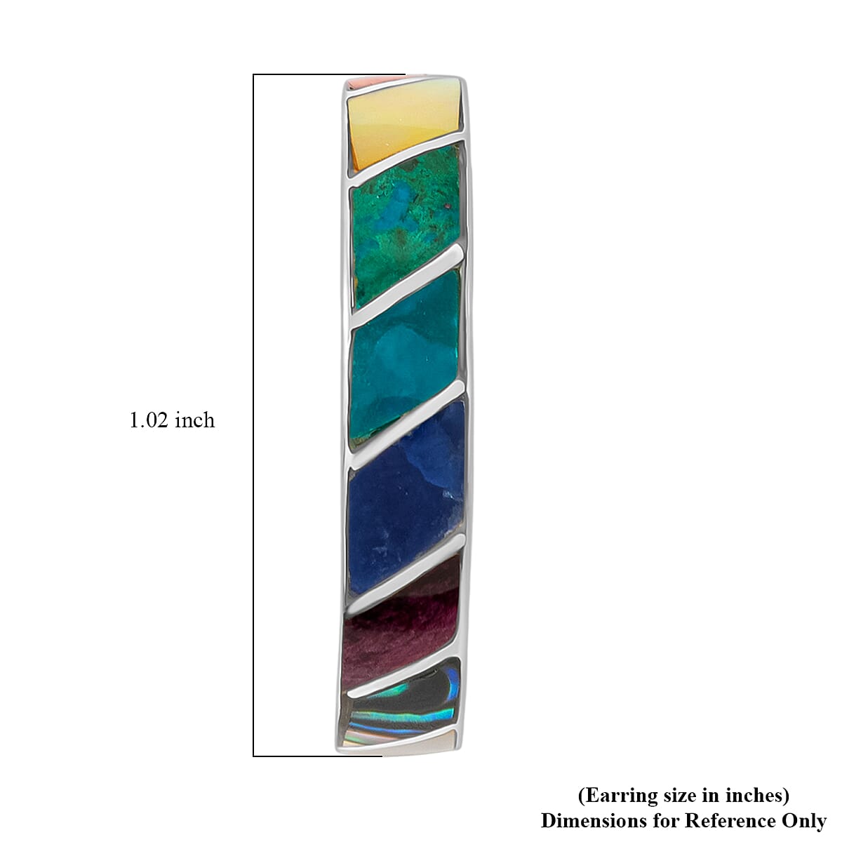 Peruvian Artistry Multi Gemstone 10.80 ctw Rainbow Carola Half Hoop Earrings in Sterling Silver image number 4