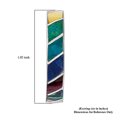 Peruvian Artistry Multi Gemstone 10.80 ctw Rainbow Carola Half Hoop Earrings in Sterling Silver