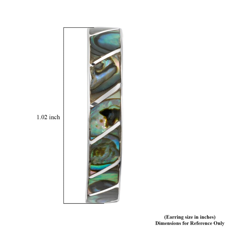 Peruvian Artistry Multi Gemstone 10.80 ctw Abalone Shell Carola Half Hoop Earrings in Sterling Silver